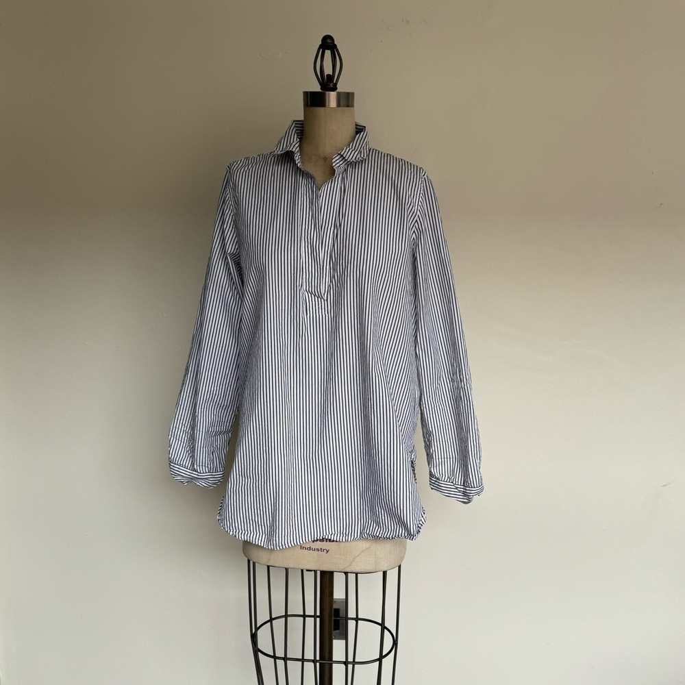 Grey/white Long Sleeve J.Crew Pinstripe Shirt